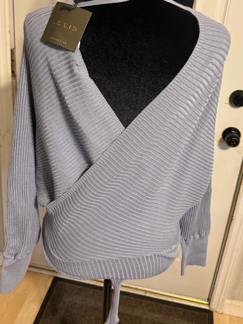 Off-Shoulder Ribbed Knit Sweater Top - Picture 6 of 8